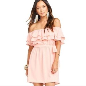 Show Me Your Mumu Pink Peach Barbie Off Shoulder Dress Large NWT